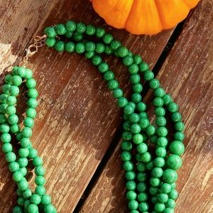 Green Beaded Strand Necklace